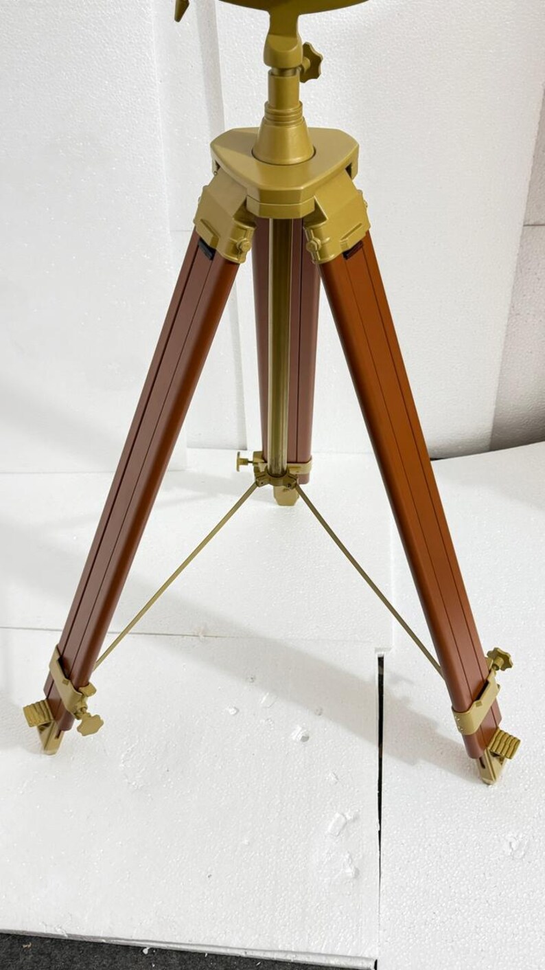 Large Dark Globe on Wooden Tripod Stand with Brass Ring, Alternate Stand Colour view 10
