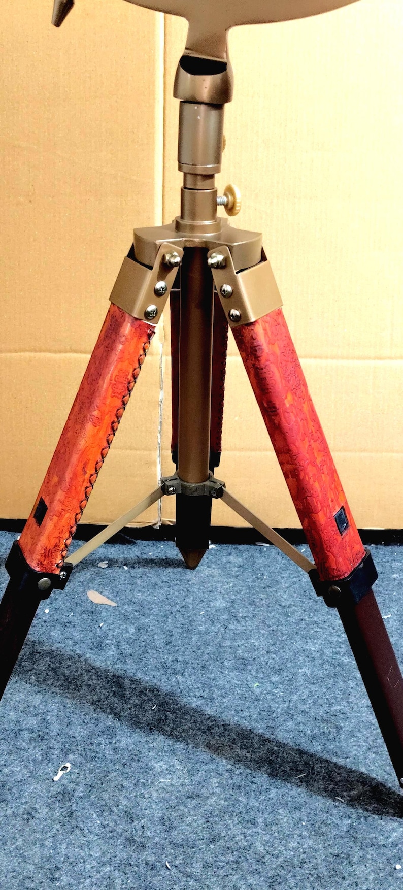 Dark Globe with Adjustable Reddish Wooden Tripod Stand view 9