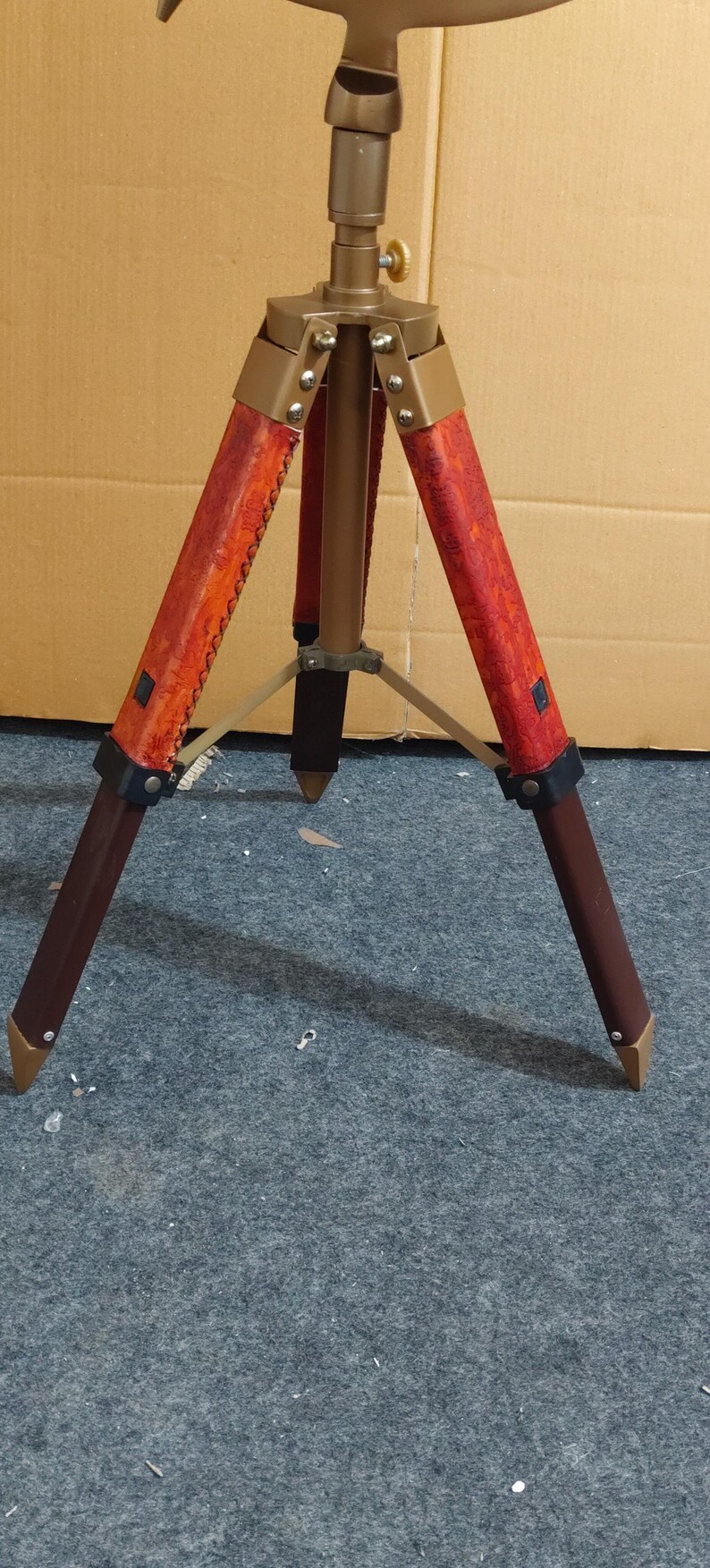 Dark Globe with Adjustable Reddish Wooden Tripod Stand view 13