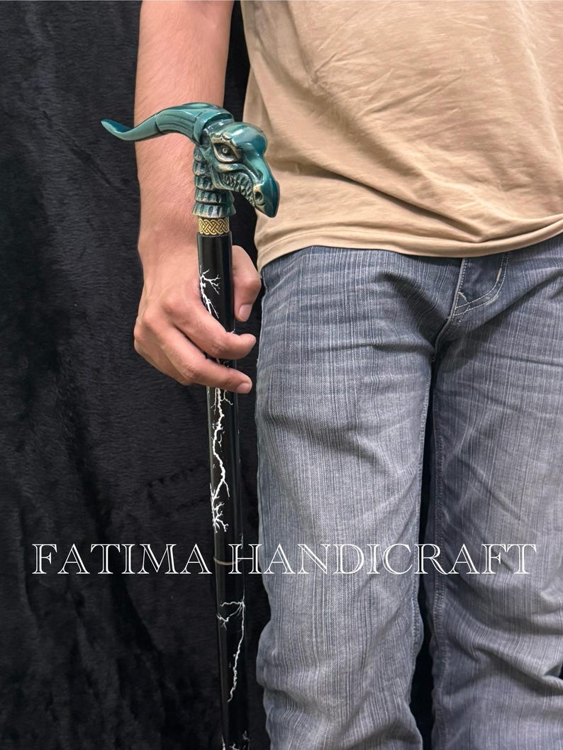 Gothic Dragon Skull Handle Walking Cane view 2