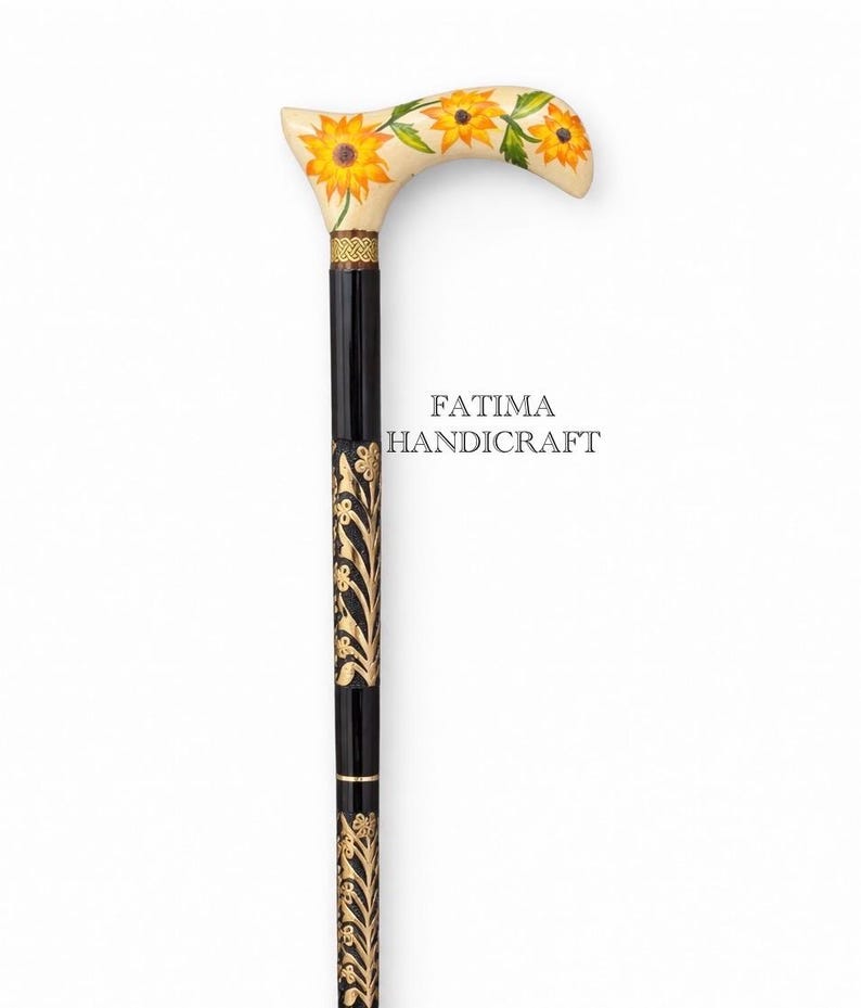 Hand Painted Floral Handle Walking Cane view 3