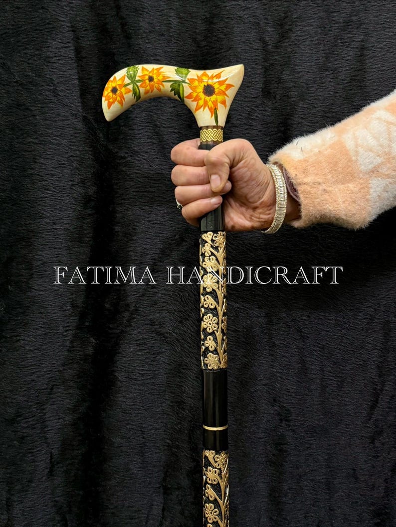 Hand Painted Floral Handle Walking Cane view 7