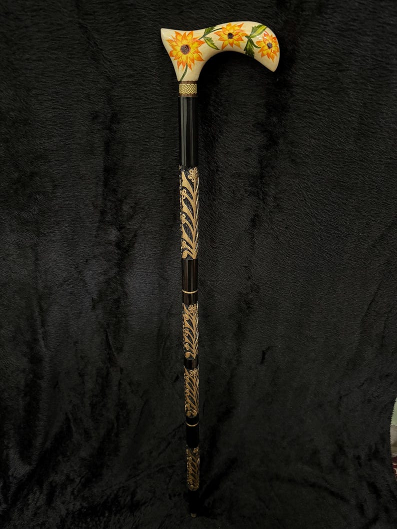 Hand Painted Floral Handle Walking Cane view 9