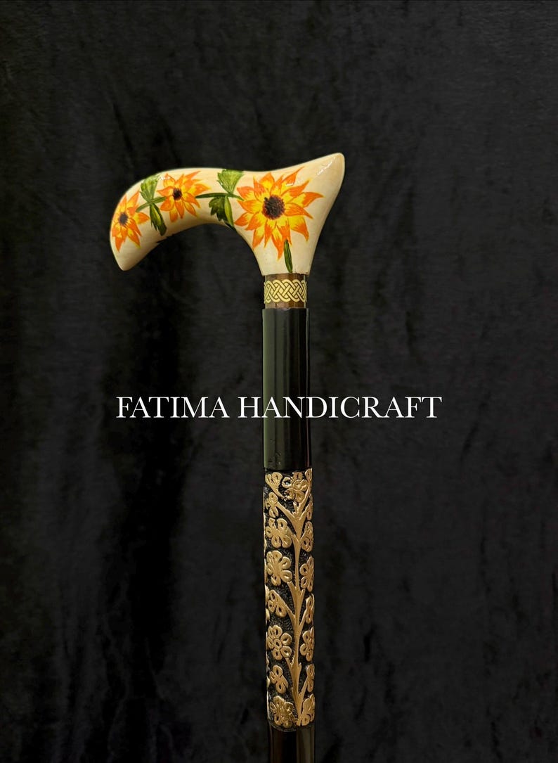 Hand Painted Floral Handle Walking Cane view 10