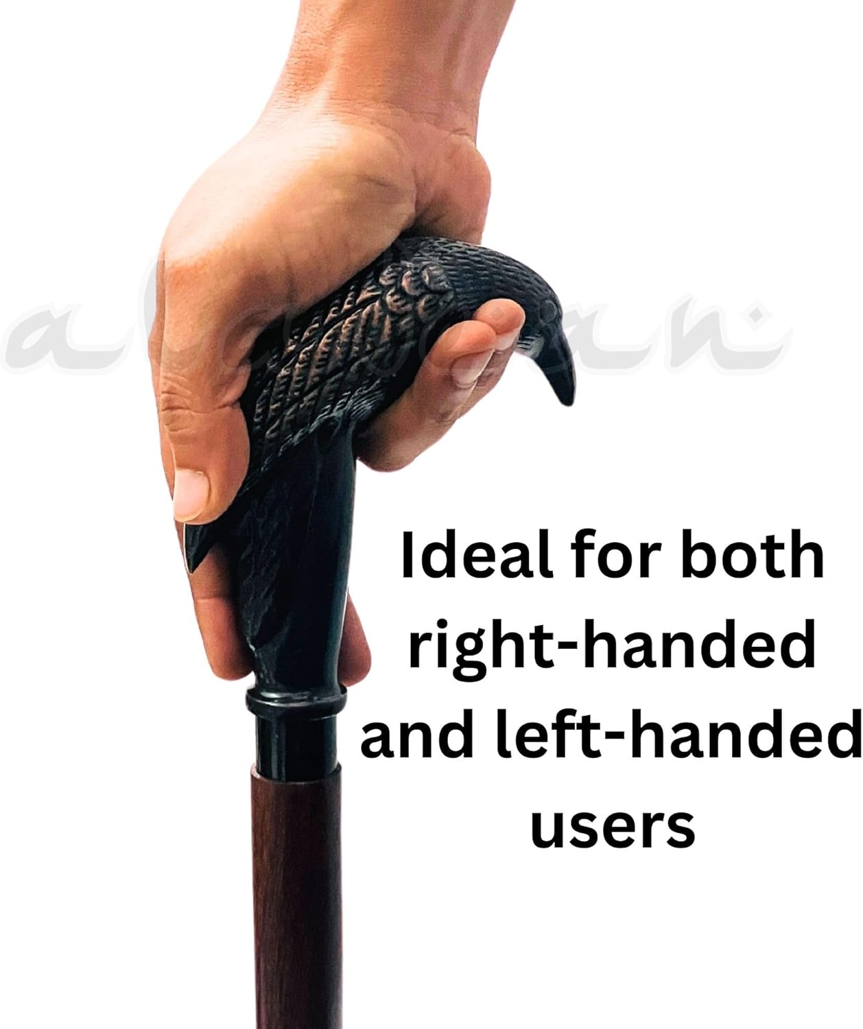 Brass Raven Handle Rosewood Walking Stick view 4