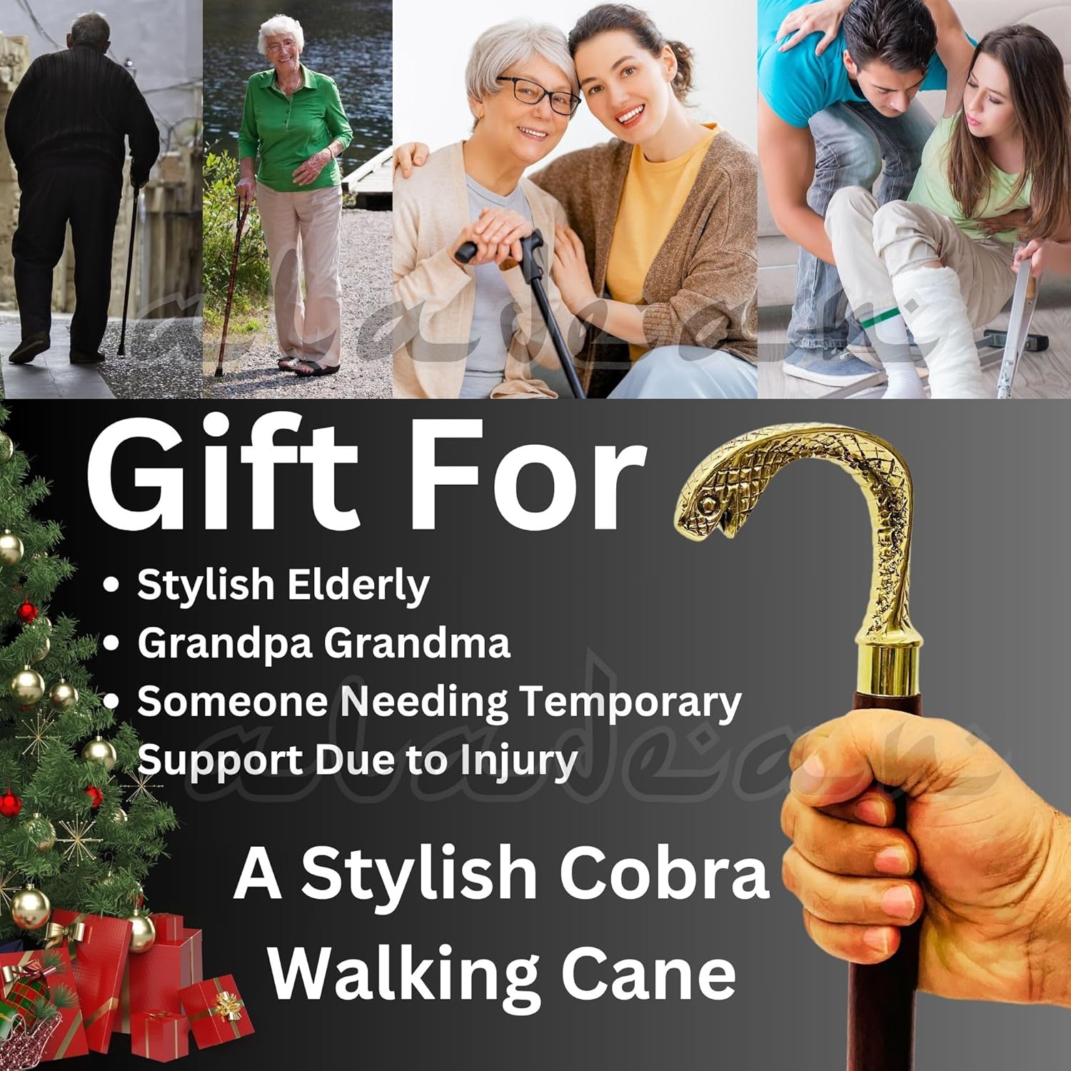 Polished Brass Cobra Handle Rosewood Walking Stick view 5