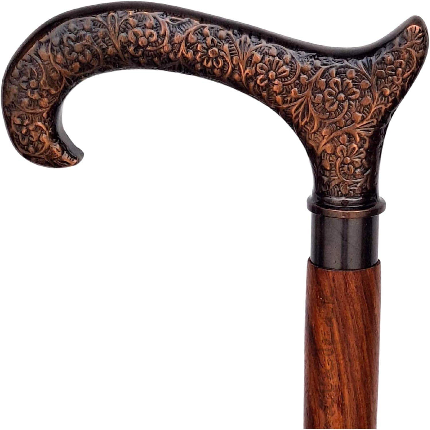 Polished Brass Cobra Handle Rosewood Walking Stick view 9