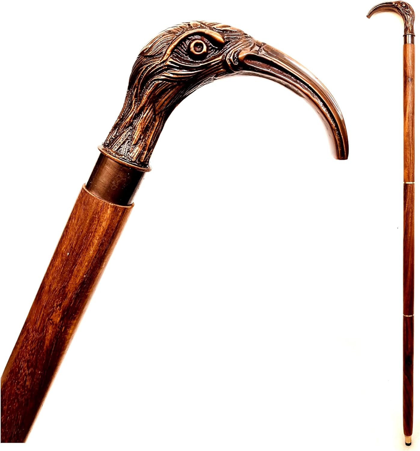 Polished Brass Cobra Handle Rosewood Walking Stick view 11