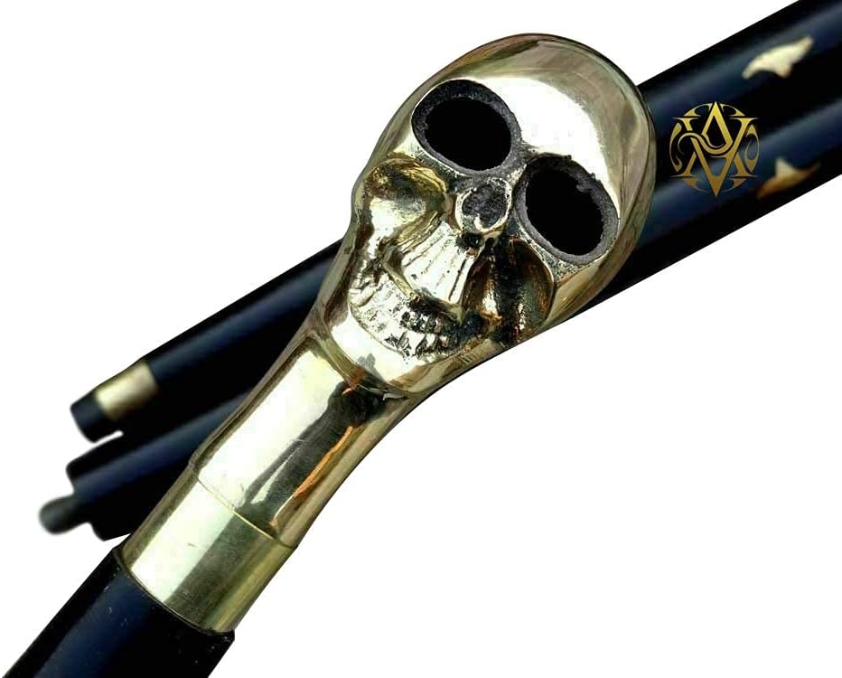 Polished Brass Skull Handle Walking Stick view 4