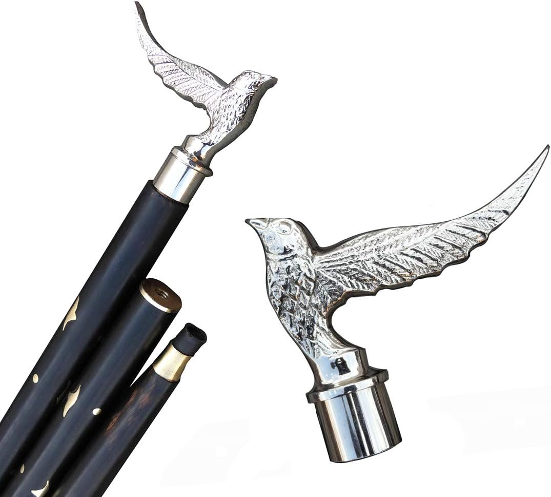 Chrome Nickel Flying Bird Handle Walking Stick view 3