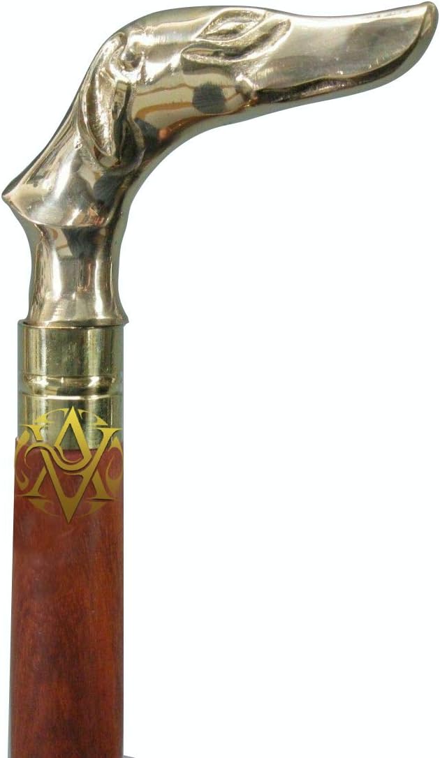 Brass Dog Head Handle Rosewood Walking Stick view 2