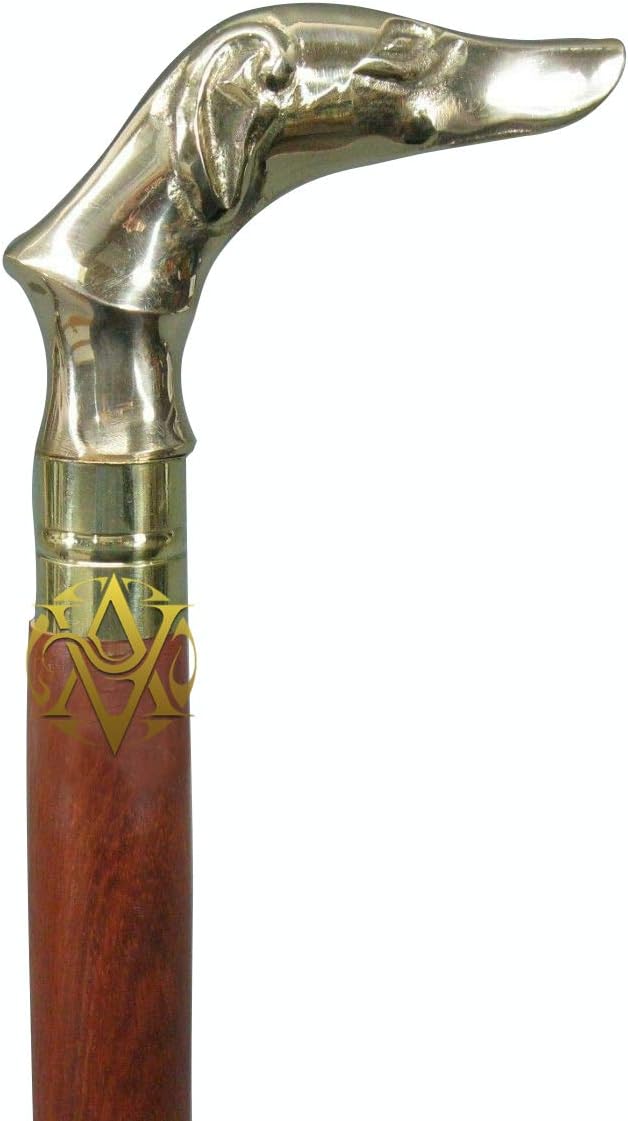 Brass Dog Head Handle Rosewood Walking Stick view 3