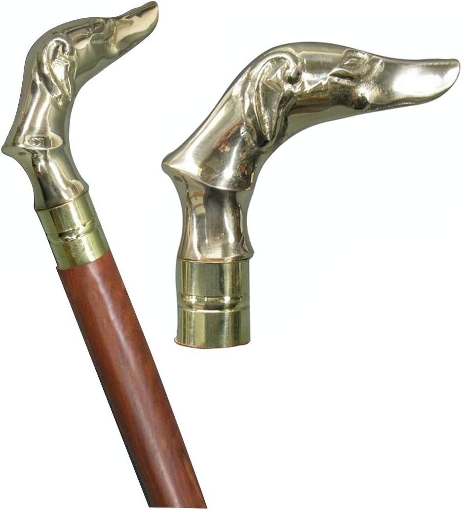Brass Dog Head Handle Rosewood Walking Stick view 5