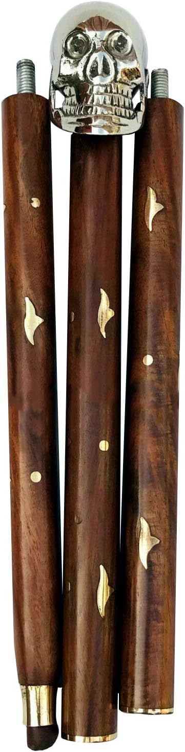 Chrome Nickel Skull Handle Walking Stick view 3
