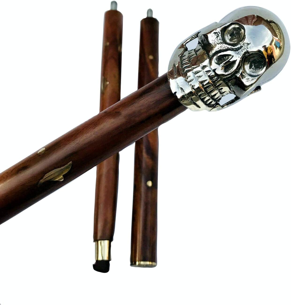 Chrome Nickel Skull Handle Walking Stick view 4