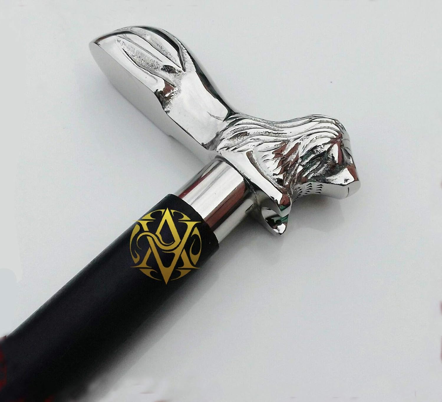 Chrome Lion Handle Walking Stick view 4