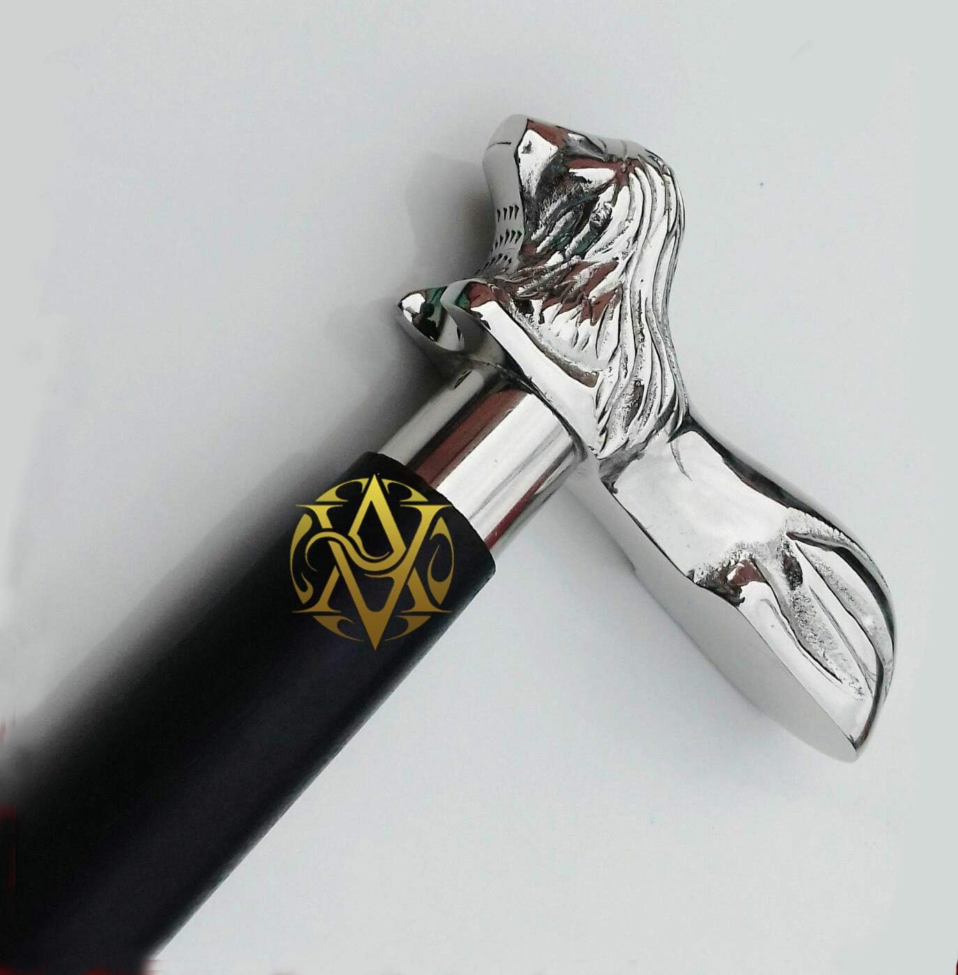 Chrome Lion Handle Walking Stick view 5