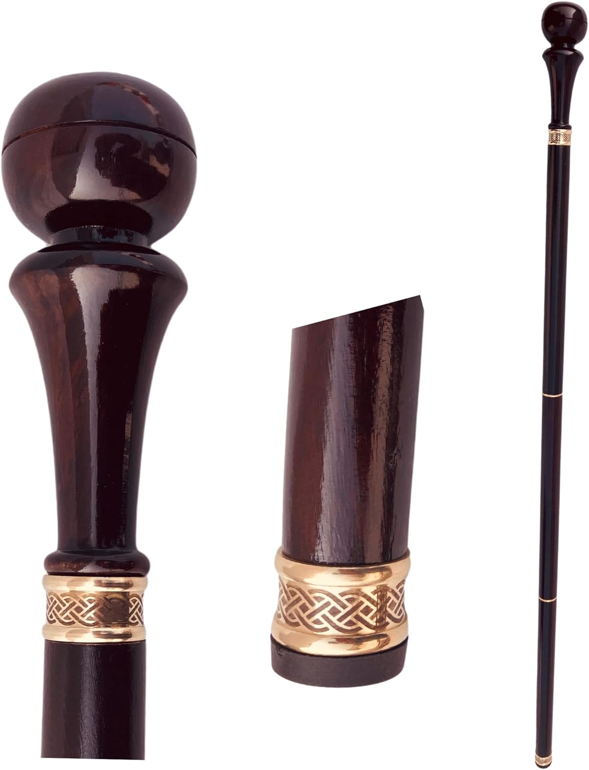 Premium Curved Handle Rosewood Walking Stick view 5