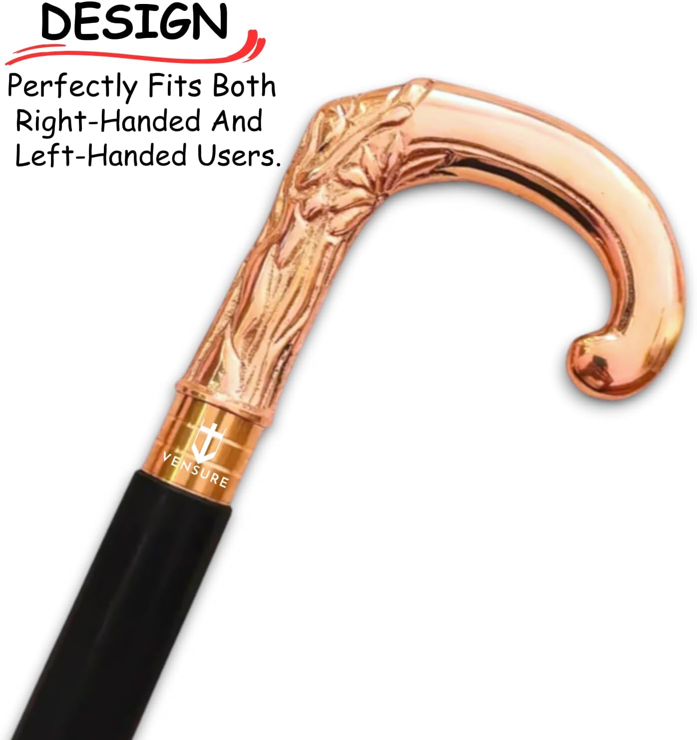 Copper Finish Brass Handle Walking Stick view 3