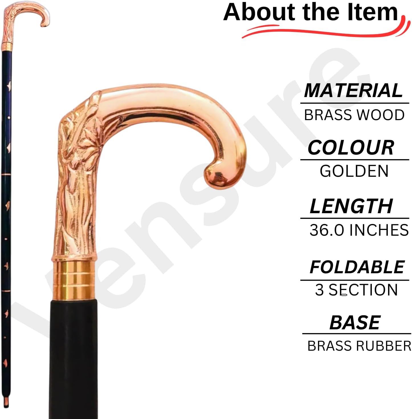 Copper Finish Brass Handle Walking Stick view 5