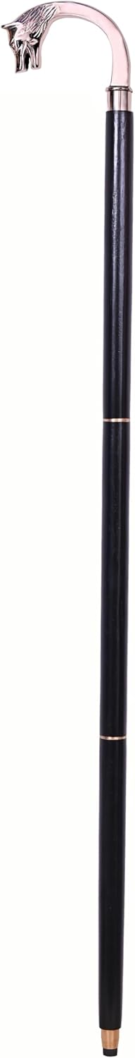 Chrome Polished Silver Wolf Head Handle Walking Stick view 4