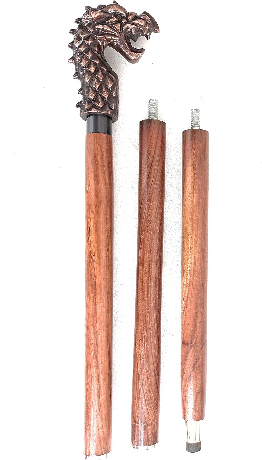 Antique Brass Dragon Handle Rosewood Walking Stick view 5