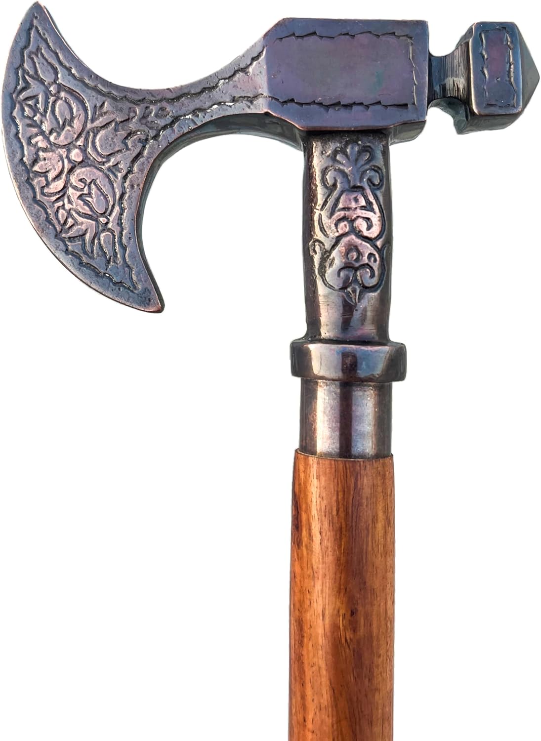 Viking Axe Antique Handle Red Wood Walking Stick view 7