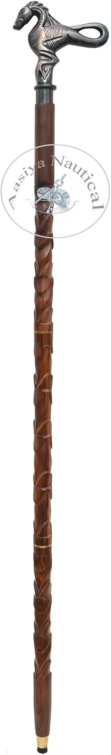 Aluminium Galloping Horse Handle Carved Wood Walking Stick view 5