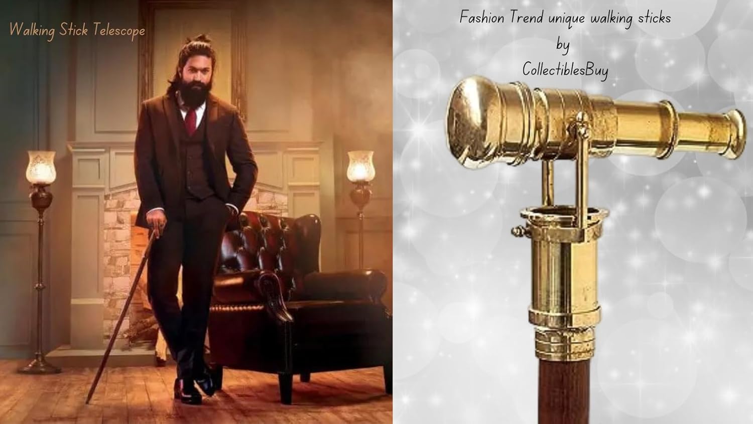 Brass Telescope Handle Rosewood Walking Stick view 2