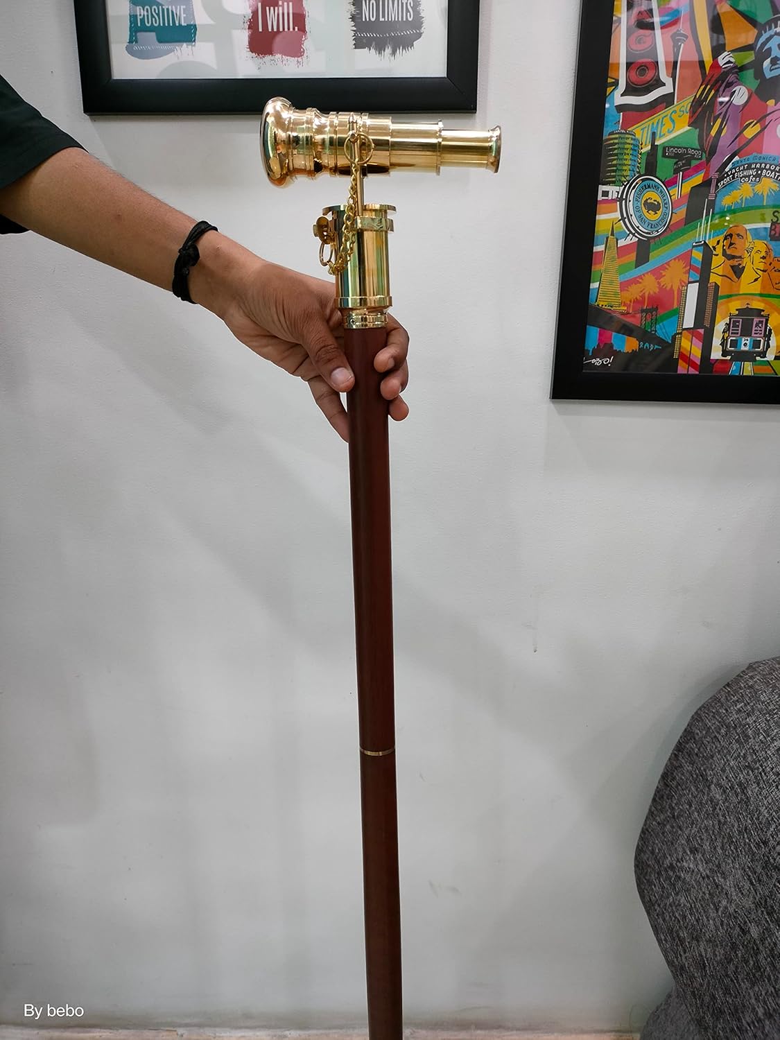 Brass Telescope Handle Rosewood Walking Stick view 7