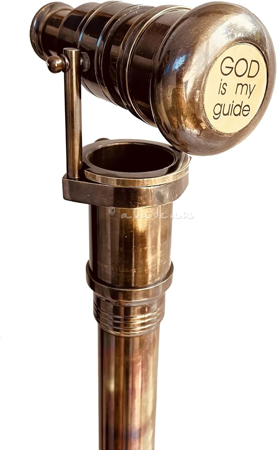 Brass Telescope Handle Walking Stick with Engraved Cap view 5