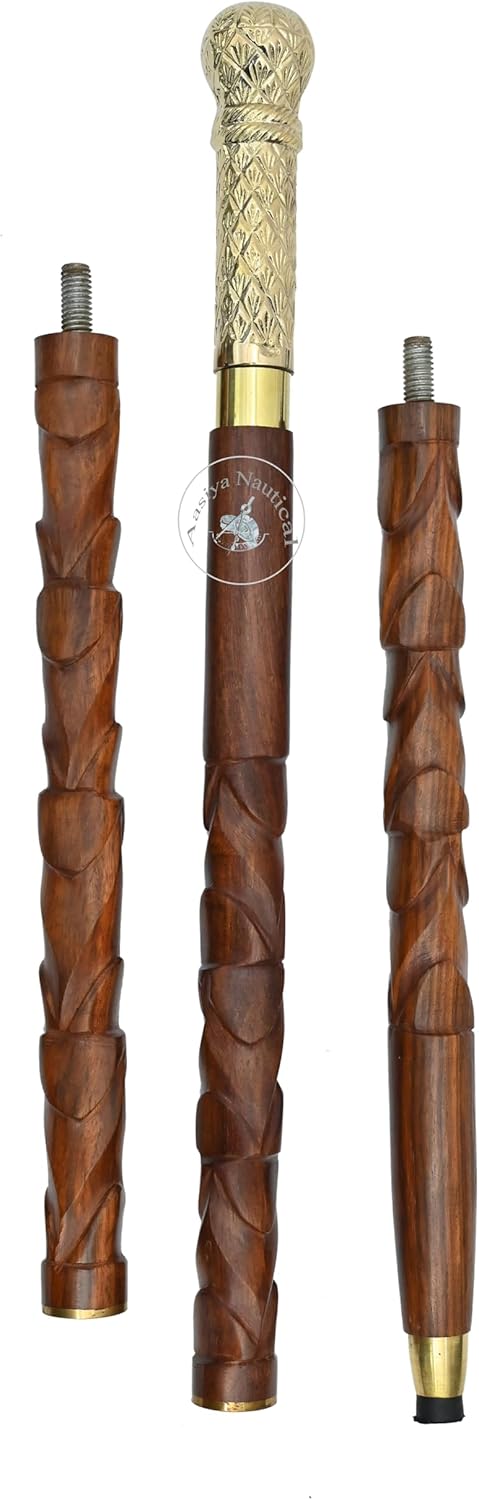 Pure Brass Handle Rosewood Walking Stick view 4