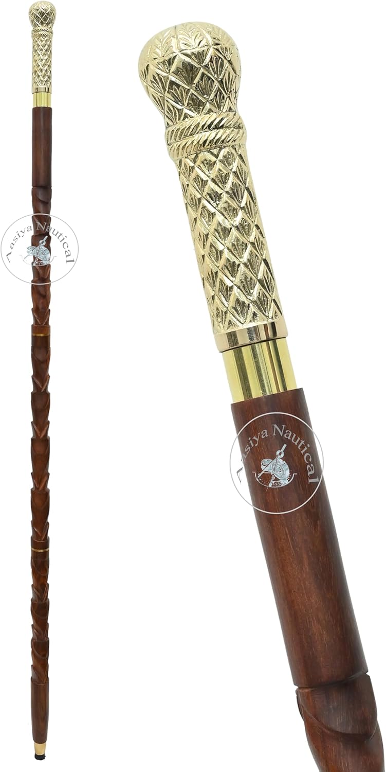 Pure Brass Handle Rosewood Walking Stick view 6