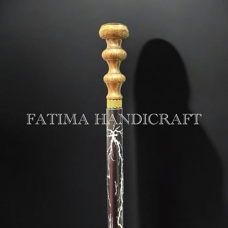 Brass Watch Handle Rosewood Walking Stick with Extra Handle Detail view 3