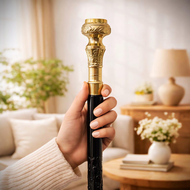 Brass Compass Handle Rosewood Walking Stick view 6