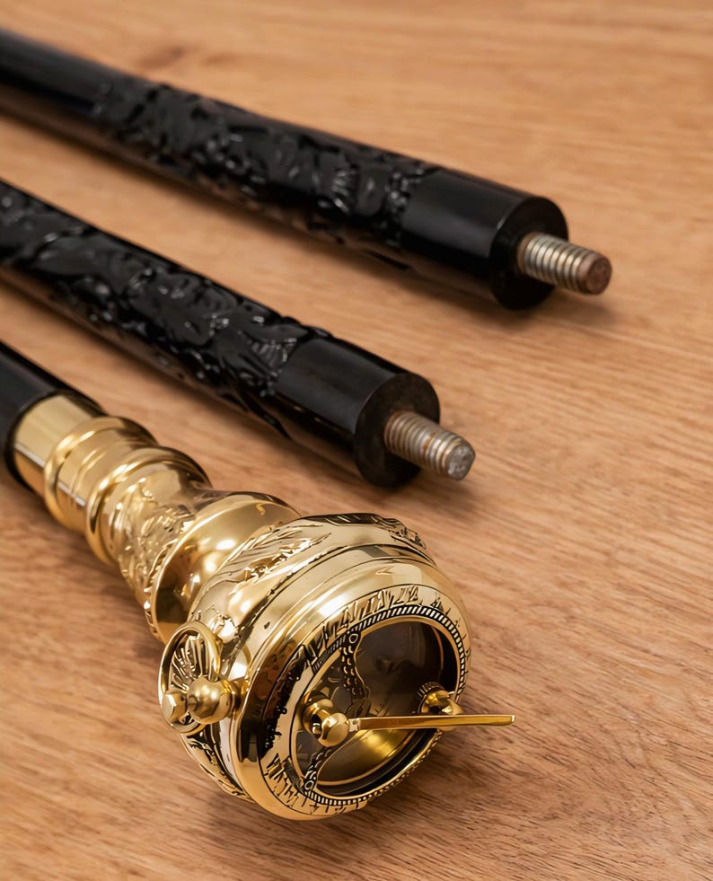 Brass Compass Handle Rosewood Walking Stick view 10