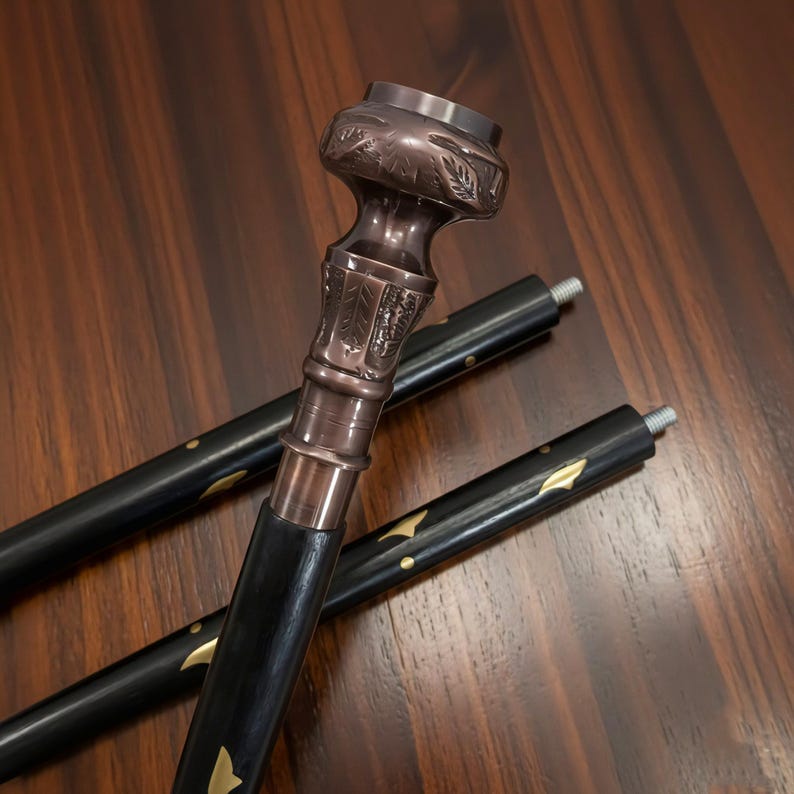 Brass Compass Handle Rosewood Walking Stick view 12