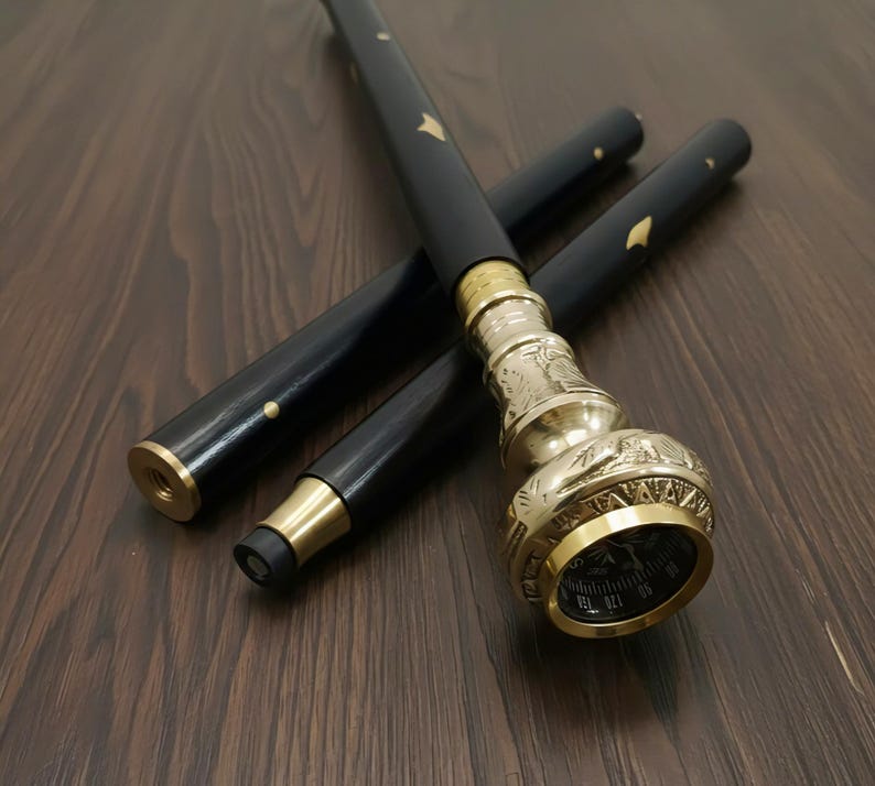 Brass Compass Handle Rosewood Walking Stick view 16