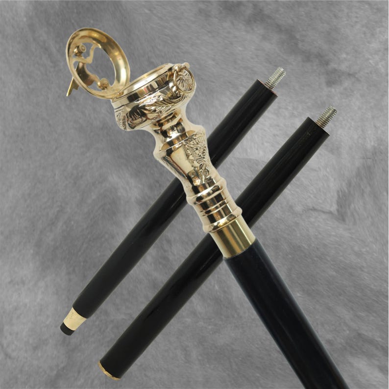 Brass Sundial Compass Handle Walking Stick view 2