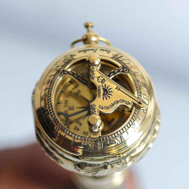 Brass Sundial Compass Handle Walking Stick view 9
