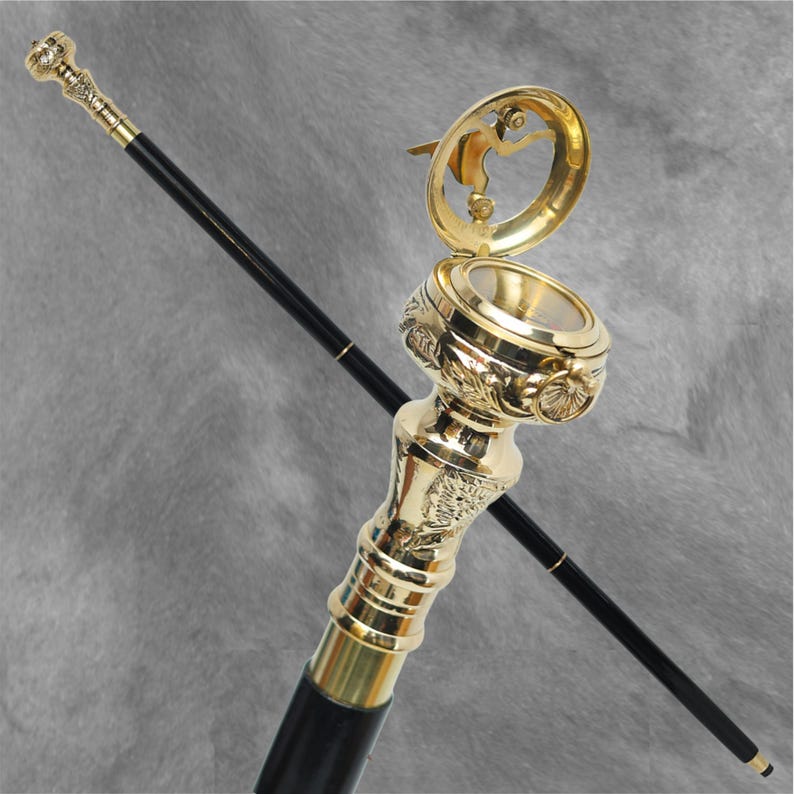 Brass Sundial Compass Handle Walking Stick view 12