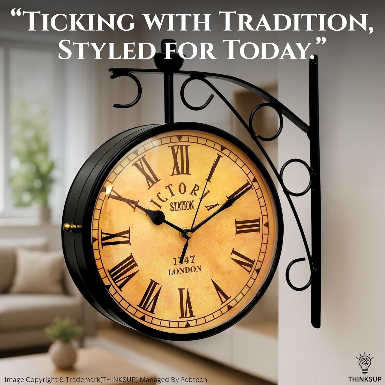 Double-Sided Railway Wall Clock London 1747 view 4