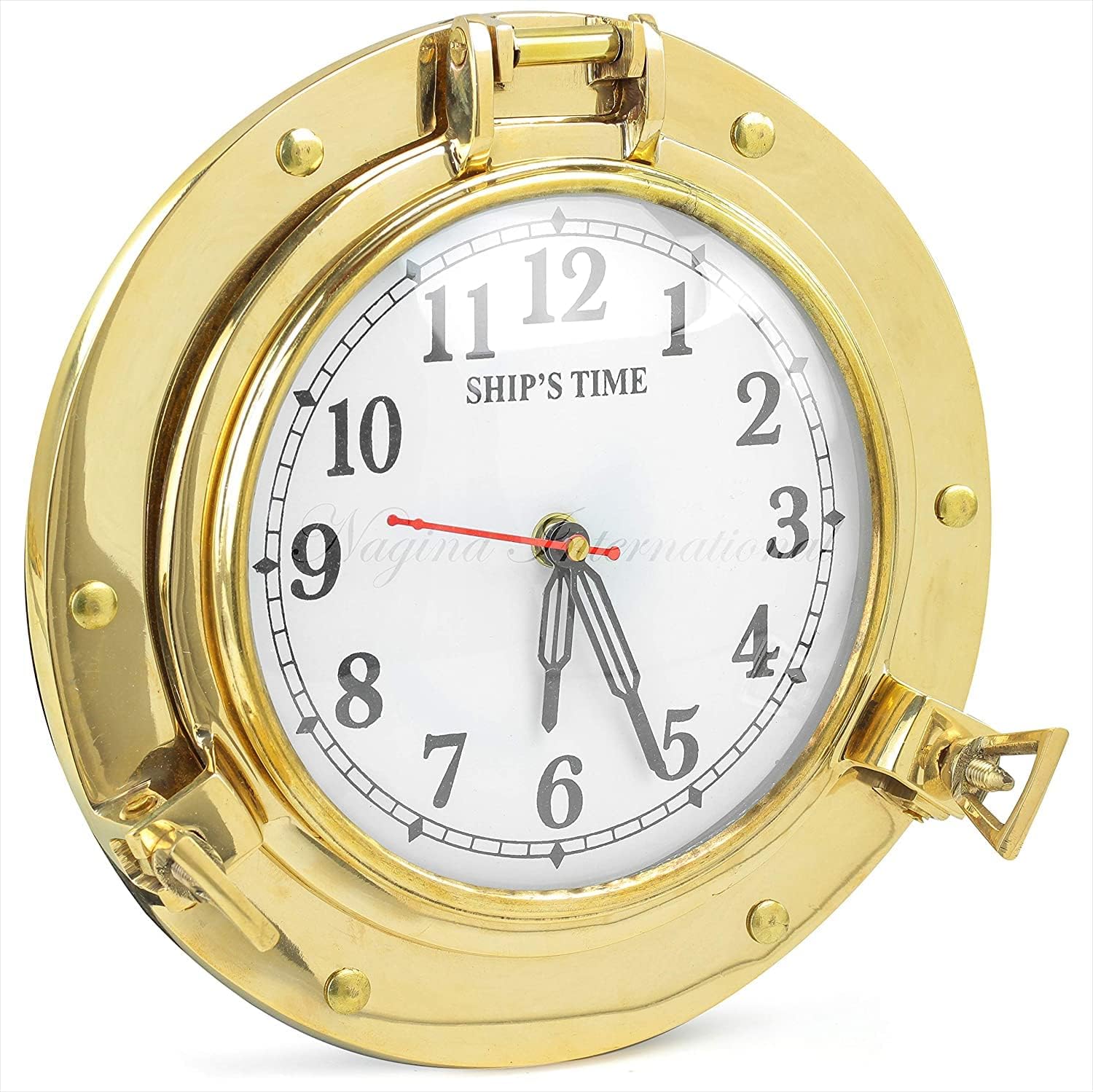 Solid Brass Porthole Wall Clock Franklin Murphy Dial view 10