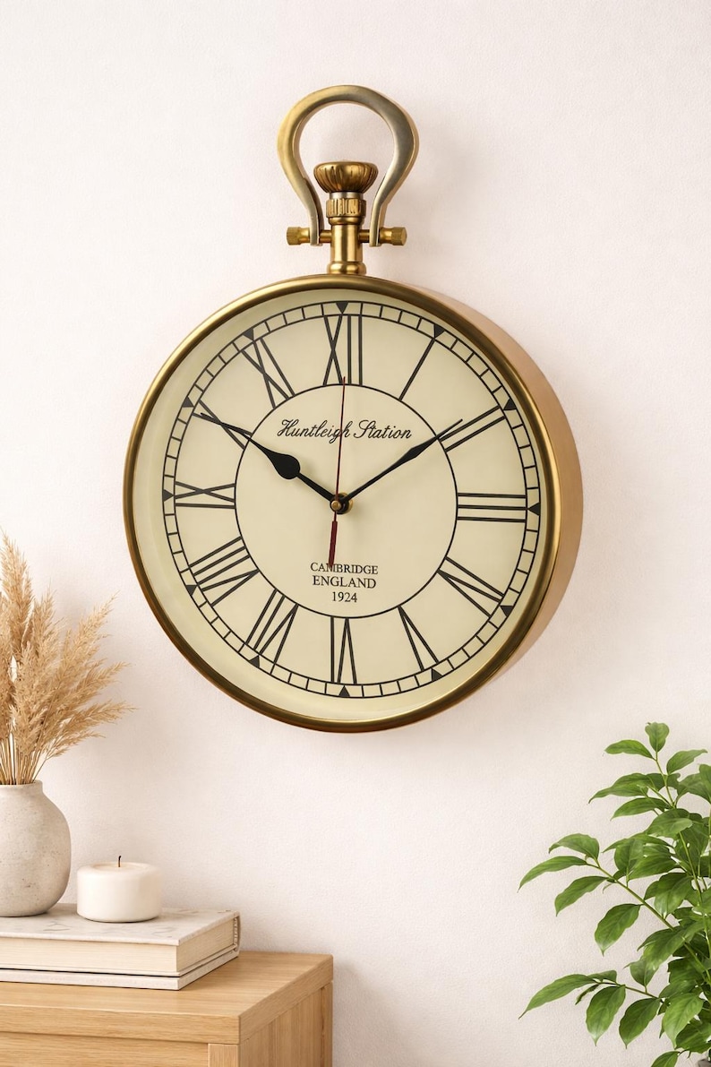 Pocket Watch Style Wall Clock Open Gear view 2