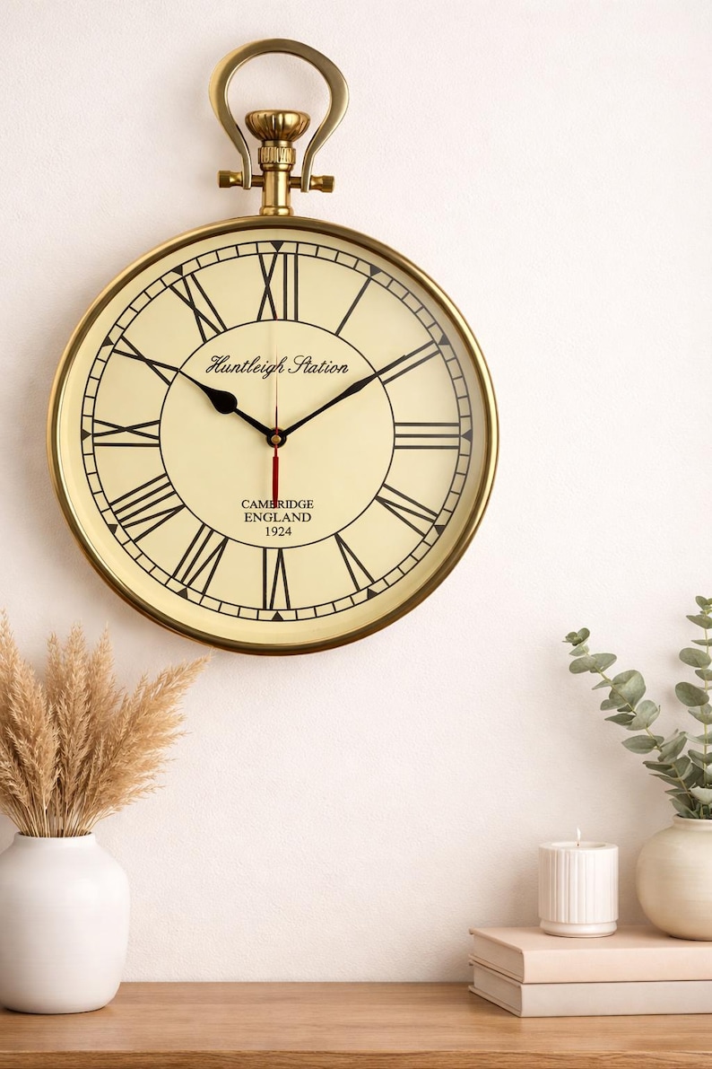 Pocket Watch Style Wall Clock Open Gear view 3