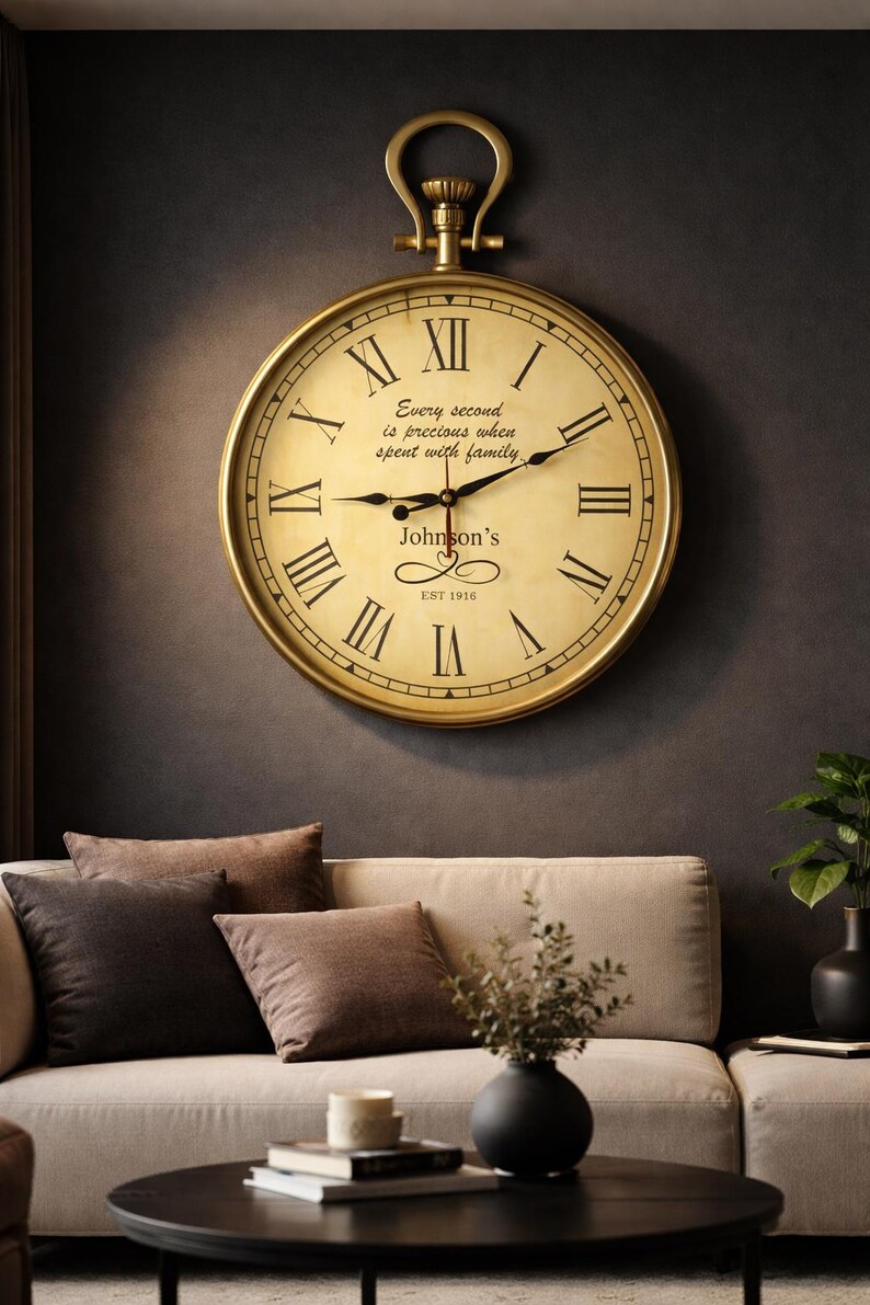 Gold Round Wall Clock Roman Numeral view 4