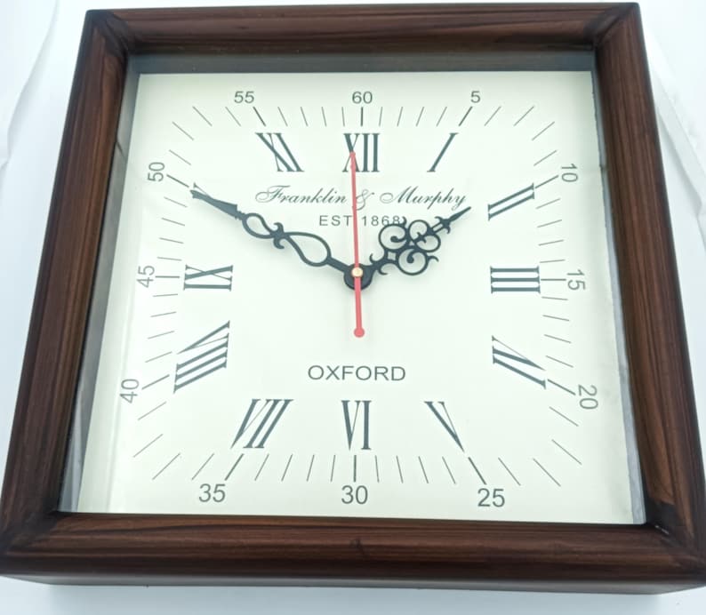 Square Wooden Wall Clock Antique Finish view 4