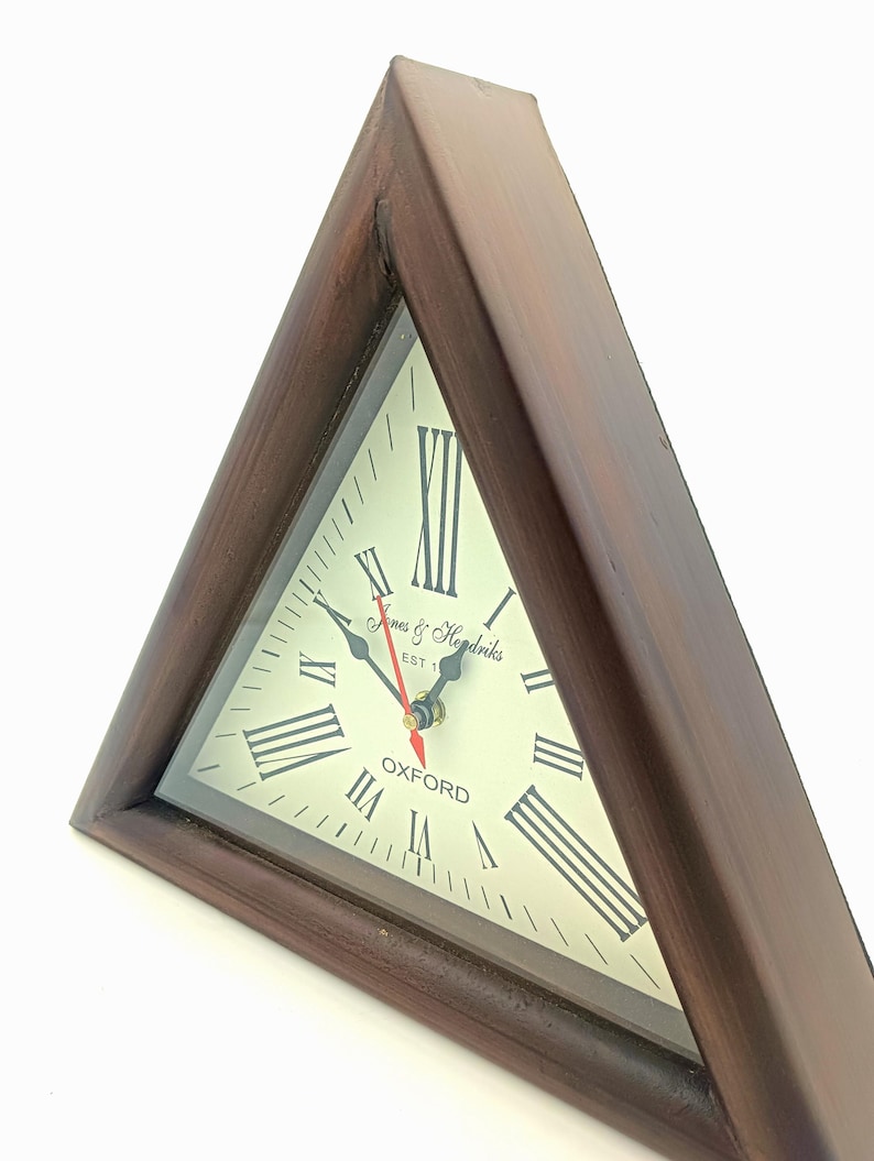 Rustic Triangle Wooden Wall Clock view 5