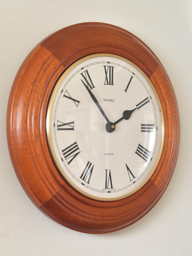 Cherrywood Wall Clock Mid-Century English Style view 2
