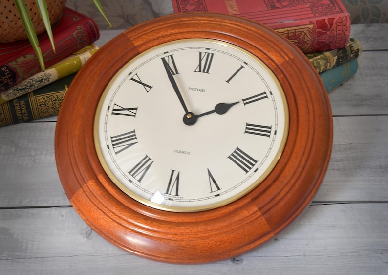 Cherrywood Wall Clock Mid-Century English Style view 4